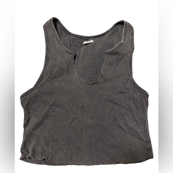 Garage Gray Ribbed Crop Top - Picture 2 of 3